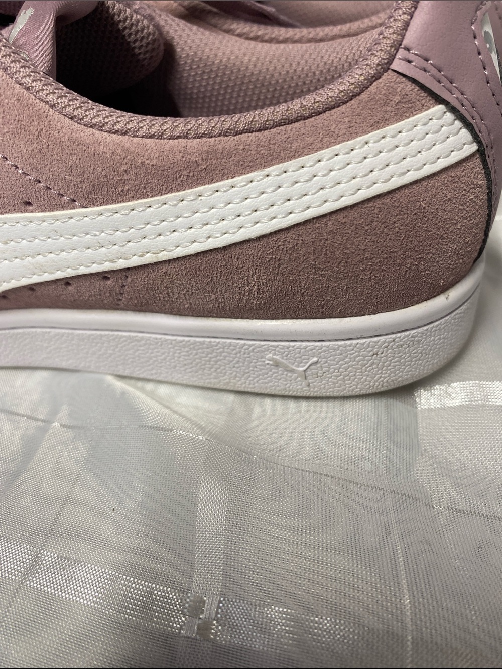 Puma Women's Suede Lace-Up Sneakers in Dusty Mauve with White Stripe - Picture 6 of 8
